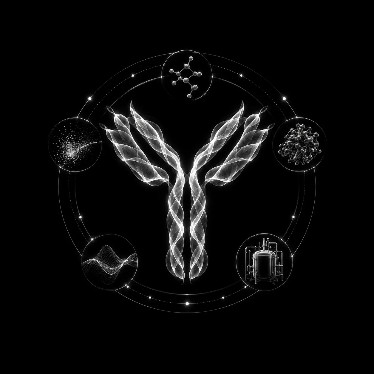 Scientific visualization representing canonical monoclonal antibody engineering