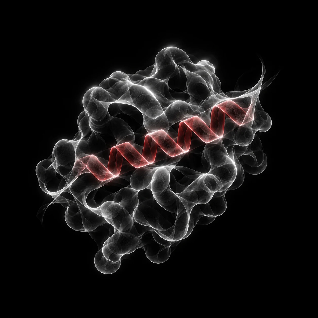 Scientific visualization representing stapled and constrained peptide therapeutics